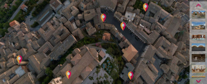 vista dall'alto con drone del centro storico del comune di fermo